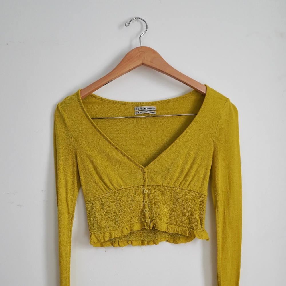 Cropped Textured Button Down Blouse